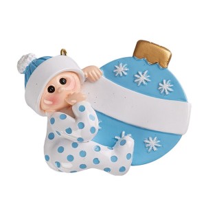 Baby Boy with Bauble Personalised Christmas Decoration