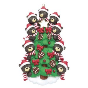 Bears On Tree 9 Family Personalised Christmas Decoration