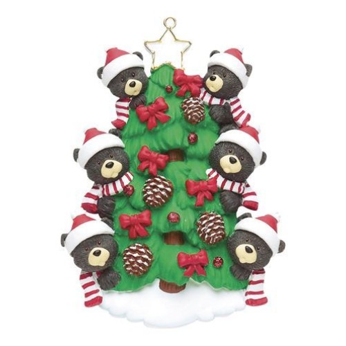 Bears On Tree 6 Family Personalised Christmas Decoration Bears On Tree 6 Family Personalised Christmas Decoration