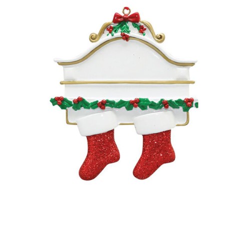 White Mantle With 2 Stockings Personalised Christmas Decoration White Mantle With 2 Stockings Personalised Christmas Decoration