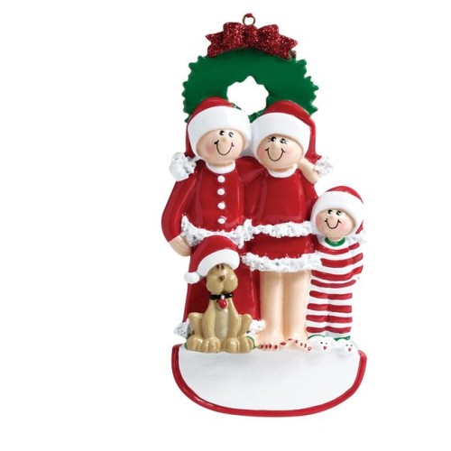 Christmas 3 Family With Dog Personalised Decoration Christmas 3 Family With Dog Personalised Decoration