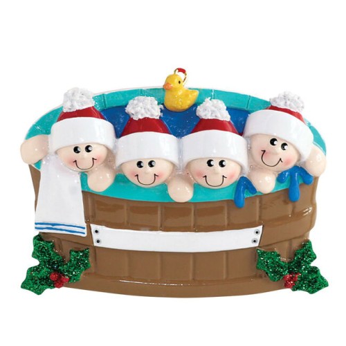 Hot Tub 4 Family Personalised Christmas Decoration Hot Tub 4 Family Personalised Christmas Decoration