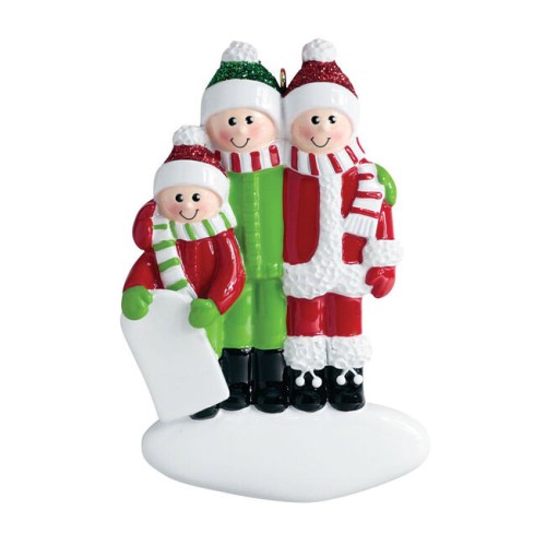Playing In The Snow 3 Family Personalised Christmas Decoration Playing In The Snow 3 Family Personalised Christmas Decoration