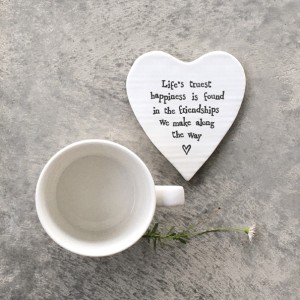 East of India Porcelain Coaster - LIfe's truest Happiness