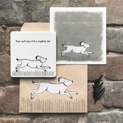 East of India Porcelain Coaster - Running Dog East of India Porcelain Coaster - Running Dog