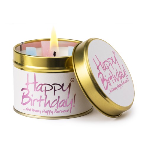 Lily-Flame Happy Birthday Tin Candle Lily-Flame Happy Birthday Tin Candle