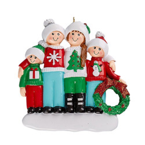 Ugly Sweater Family 4 Personalised Christmas Decoration Ugly Sweater Family 4 Personalised Christmas Decoration