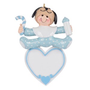 Winter Hat Baby Boy Personalised Christmas Decoration