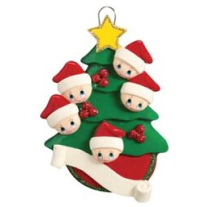 Christmas Tree Family 5 Personalised Christmas Decoration