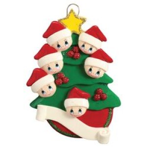 Christmas Tree Family 6 Personalised Decoration