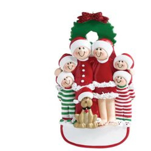 Christmas 6 Family with Dog Personalised Decoration Christmas 6 Family with Dog Personalised Decoration