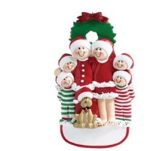 Christmas 6 Family with Dog Personalised Decoration