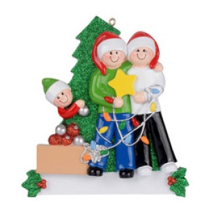 Decorating The Tree 3 Family Personalised Christmas Decoration