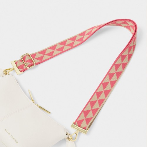 Katie Loxton Canvas Bag Strap Coral Geometric Triangle Katie Loxton Canvas Bag Strap Coral Geometric Triangle