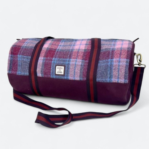 Harris Tweed Barrell Holdall Pink Check Harris Tweed Barrell Holdall Pink Check
