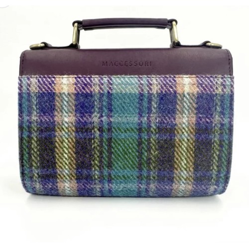 Harris Tweed Mini Day Bag Blue Herringbone Check Harris Tweed Mini Day Bag Blue Herringbone Check