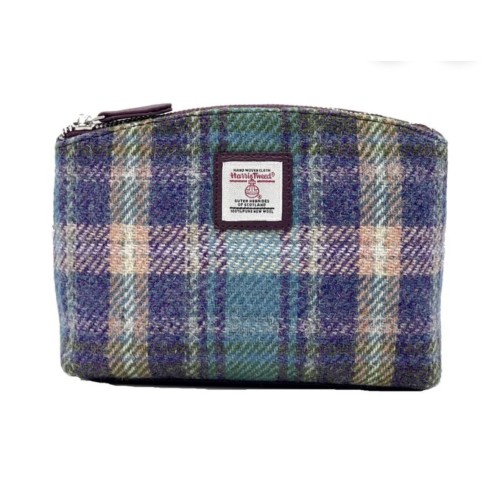 Harris Tweed Cosmetic Bag Green and Purple Check Harris Tweed Cosmetic Bag Green and Purple Check