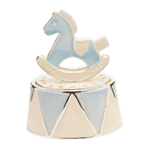 Silverplated Rocking Horse Music Box Blue