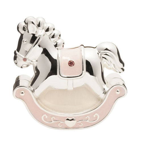 Silverplated Rocking Horse Money Box Pink Silverplated Rocking Horse Money Box Pink