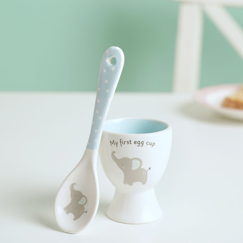 2 Piece Egg Cup and Spoon Set Blue 2 Piece Egg Cup and Spoon Set Blue